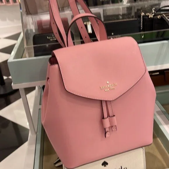 Kate Spade Lizzie Medium Flap Backpack Bright Carnation - Picture 4 of 16